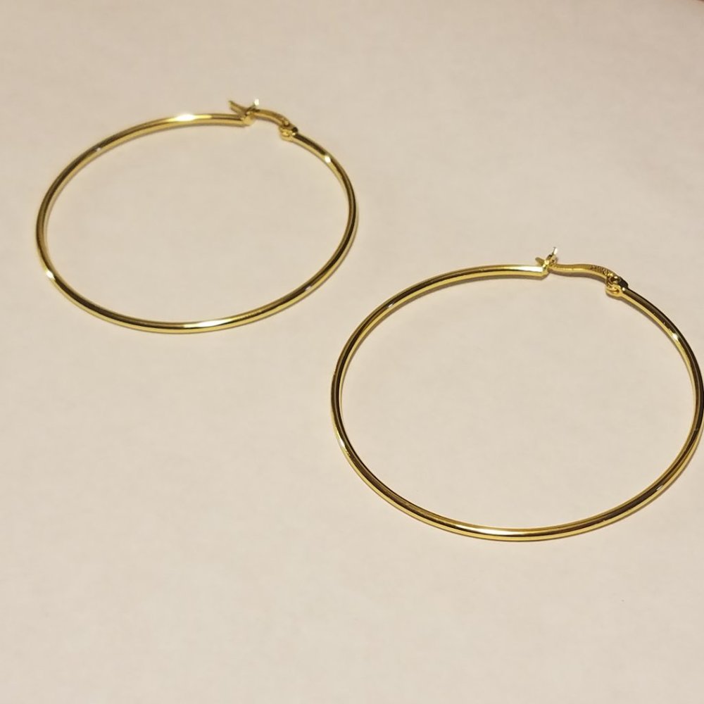 1.2" 33mm 14K GOLD Plated Hoop Earrings